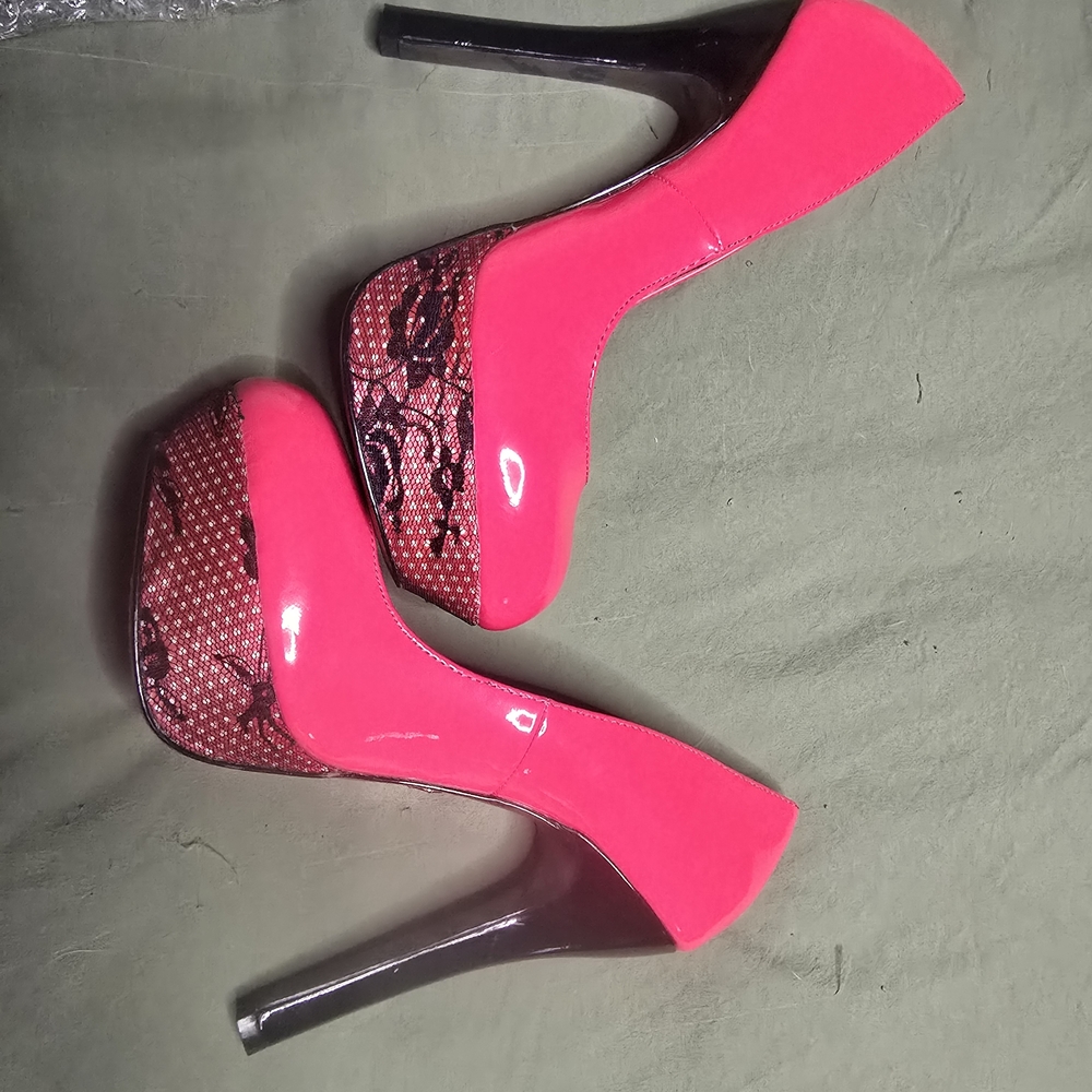 Elegant Pink and Black High Heels
